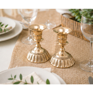 Juego de Portavelas Cónicos de Latón Vintage, Candelabros Acanalados en Oro Antiguo para Centro de Mesa de Boda, Decoración Festiva de Navidad - Product Image 4