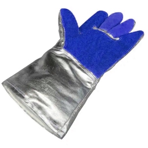 Industrial Work Aluminum Foil Heat <b>Fire</b> Resistant Welding Gloves Leather Safety Gloves with Hand Protection - Product Image 2