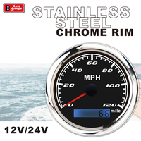 Untuk Speedometer Jarum Hitam 85mm 3 3/8 Inci 120 MPH ODOMETER IP67 Tahan Air 12V/24V Lampu Latar LED Super Putih Jernih