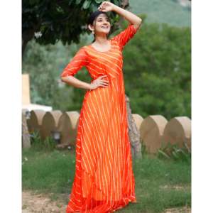 Robe Lehariya Orange Perle Respirante et Simple, Coupe Ample Tendance, Taille Naturelle, Taille XS pour les Occasions Quotidiennes - Product Image 3