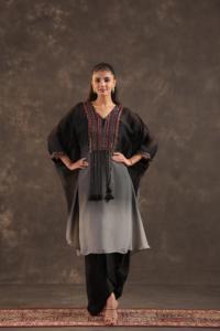 Heavy Embellished Ombre <b>Kaftan</b> Set <b>Black</b> - Product Image 1
