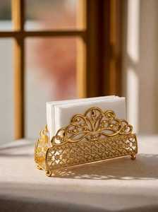ที่ใส่กระดาษทิชชูโลหะสีโรสโกลด์แบบตั้งพื้นสำหรับตกแต่งโต๊ะในครัว - Product Image 3