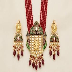DIVYORO Women's ANTIQUED SILVER-TDIVYORO TRADITIONAL GANESHA MOTIF MULTI-STRAND BEAD <b>NECKLACE</b> SET FLORAL <b>LONG</b> ADJUSTABLE ORISSA - Product Image 3