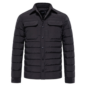 AOYUSON Unisex <b>Black</b> Puffer Jacket Windproof Casual Winter Coat Zipper Closure <b>Turtleneck</b> Collar Regular Fit Solid Color Front - Product Image 1
