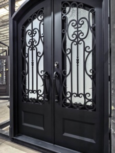 Royal Luxury Modern-style Rust-resistant Wrought Iron Entry Main Door <b>Swing</b> Manual Operation Easy Assemble Finished Surface - Product Image 6