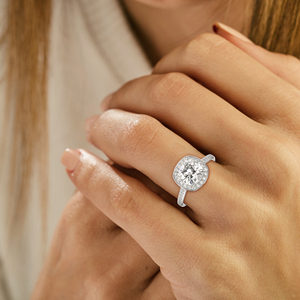 14K White Gold <b>Cushion</b> Halo Diamond Engagement Ring 2CT Center Pave Band Luxury Bridal Ring Fine Jewelry Supplier - Product Image 3