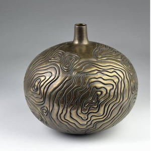 SE inde dernière or jaune travertin fleur Vase géométrique ornement salon thé Table coin salle de réunion décor de bureau - Product Image 3