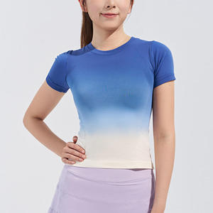 T-shirt de sport léger à col rond pour femme, séchage rapide, respirant, manches courtes, extensible dans quatre directions, coupe décontractée pour la course à pied - Product Image 3