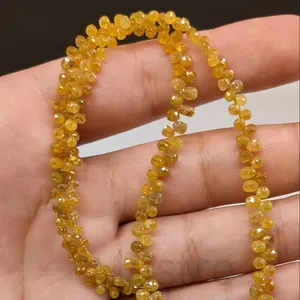 Perles de diamant naturel jaune taille radiant, forme briolette, 2,5-3 mm, 50 carats, 10 pièces, à changement de couleur, pour la fabrication de bijoux, vente en gros - Product Image 3
