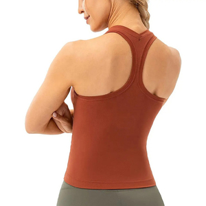 Débardeurs tricotés respirants pour femmes, 100 % coton, couleur unie, pour yoga, entraînement, été, gym, sport et fitness – Vente en gros - Product Image 2