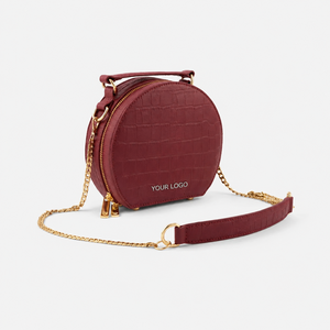 Bolso Bandolera de Mujer en Cuero Orgánico con Patrón de Cocodrilo, Diseño Esférico, un Compartimento, Forro de Yute, Duradero, Moderno, para Uso Diario - Product Image 4
