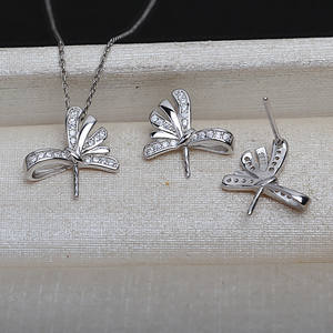 Conjunto de Joyería de Plata S925 con Perlas para Mujer, Tallas 9-14, Collar y Aretes con Colgante de Barra, Aguja Recta 4138, Accesorios de Moda - Product Image 1