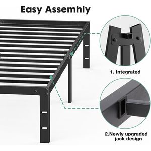 Struttura letto matrimoniale in metallo resistente da 14 pollici, senza bisogno di rete a molle, con spazio contenitore, tipo piattaforma - Product Image 3