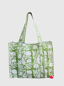 Sac fourre-tout en coton à imprimé floral vert, style bohème, ouvert en haut, sac de shopping pour femmes, utilisable toute l'année - Product Image 4