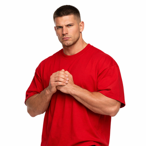 T-shirt en coton rouge surdimensionné pour homme, col rond, manches courtes, couleur unie, respirant, jersey, coupe ajustée, écologique, 220g - Product Image 4