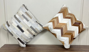 Fundas De Almohada suaves y cómodas de retales de piel de vaca al por mayor para hotel y hogar Fundas de cojín de piel auténtica duraderas de lujo - Product Image 6