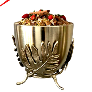 Fancy Decorative <b>Metal</b> <b>Bowl</b> With Palm Leaf Design Gold Plated Serving Dish For Snacks Fruits And Desserts Elegant Home Decor - Product Image 1