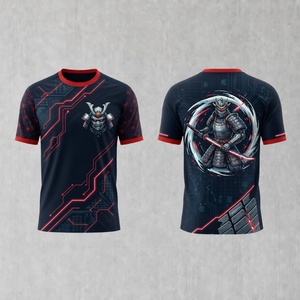 เสื้อยืดแขนสั้นผู้ชาย โพลีเอสเตอร์ พิมพ์ลายซามูไร ทรงพอดีตัว ลายเรขาคณิต ชุดกีฬา - Product Image 1