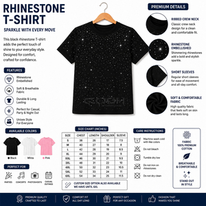 Camiseta Negra con Cristales de Imitación, Diseño Inspirado en Cosh International, Estilo Urbano Unisex, Algodón Premium - Product Image 6