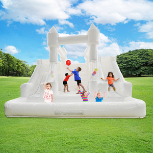 Château gonflable commercial blanc <span class=keywords><strong>pour</strong></span> mariage avec toboggan, idéal <span class=keywords><strong>pour</strong></span> les événements et la location de fêtes - Product Image 3