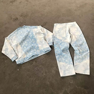 New Arrival Custom Printed Denim Jacket and Jeans Set Unisex Streetwear 100% Cotton 2 Piece Denim Plus Size Men's Sets - Product Image 2