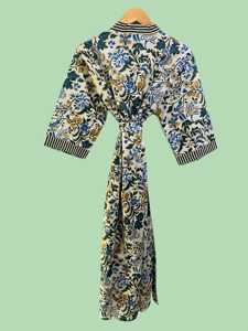 Kimono en coton pur imprimé indien multicolore toutes saisons, style vintage, robe à imprimé numérique, respirant, col en V - Product Image 4