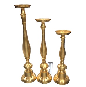 Vintage Gold & Silver Aluminum <b>Candle</b> <b>Pillar</b> Holder for Christmas Home & Wedding Decor Classic Style Centerpiece - Product Image 4