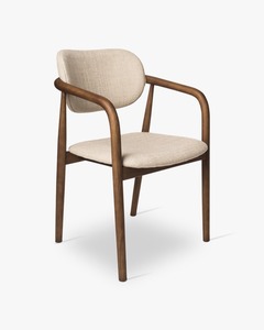 Modern Ergonomic Durable Solid Wood Dining <b>Chair</b> with Sculpted Arm Design and Premium Fabric Cushion Finish - Product Image 1