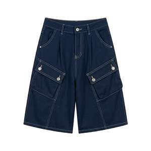 Summer Black Wash Denim Shorts Baggy Hip Hop Raw Edge <b>Work</b> Shorts Mens Vintage Breathable Loose Fit Casual <b>Jean</b> Shorts Bulk - Product Image 5