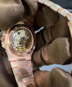 Montre de luxe personnalisée en or rose sertie de diamants Moissanite VVS de qualité supérieure, mouvement mécanique ETA, prix de gros, bijoux Hip Hop. - Product Image 5