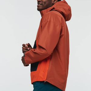 Chaqueta Anorak Colorblock para Hombre con Logotipo Personalizado al por Mayor, Naranja Óxido y Negro, con Capucha y Media Cremallera, Cortavientos, Fabricante OEM - Product Image 3
