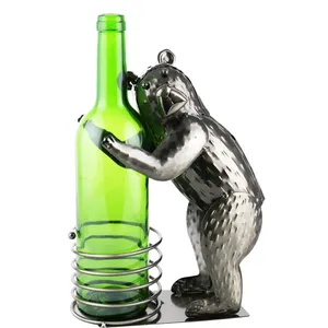 Soporte para Botellas de Vino con Forma de Oso Metálico, Hecho a Mano, Decorativo, Redondo, para Fiestas - Product Image 1