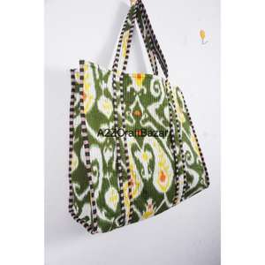 Bolso de playa grande hecho a mano de algodón indio acolchado a rayas con asa larga para mujer, ecológico, estilo bohemio, para compras y exposiciones - Product Image 4