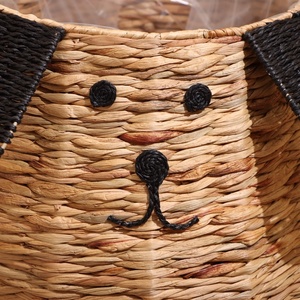 Cesta Infantil Boho de Jacinto de Agua con Forma de Perro y Bolsa de Polietileno, Bonita Cesta para Bebés con Orejas Negras, Organizador de Artículos Diversos, Maceta - Product Image 6