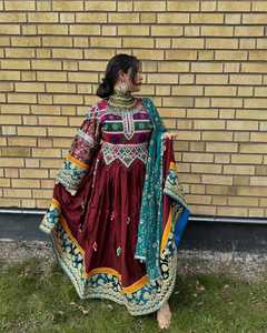 Vestido Largo Tradicional Tribal Afgano Kuchi Hecho a Mano con Bordado, Cremalleras y Botones, Estilo Vintage para Mujer, Cintura Natural, Floral/Color Liso - Product Image 5