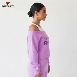 Wholesale Price Oversized Women <b>Sweatshirt</b> With Drop <b>Shoulder</b> Soft Fabric Slash neck Streetwear for Winter - Product Image 3