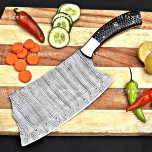 2026 New Design <b>Hot</b> Selling Damascus Steel Full Tang Cleaver Knife Black Honeycomb Handle OEM ODM Private Label Cleaver Knives - Product Image 2
