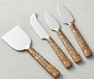 Stainless Steel Tabletop <b>Cheese</b> <b>Knife</b> <b>Set</b> With Patterned Handles Ideal For Butter Spreading Elegant Dining And Serving Use - Product Image 3
