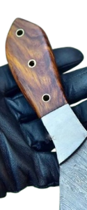 Handmade Damascus Steel Ulu Knife Custom Chopping Knife With Wooden Handle Pizza Slicer & Leather <b>Craft</b> Skiving Knife - Product Image 4