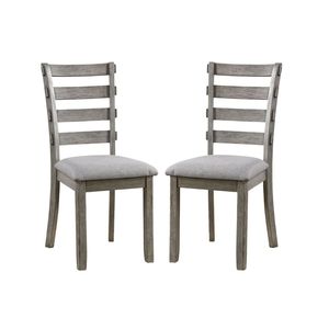 Gray Color Side Chair Set of 2pc with Padded Seat Ladder Back Kitchen Dining Room <b>Wire</b> <b>Brushed</b> Finish Dining Chairs - Product Image 5