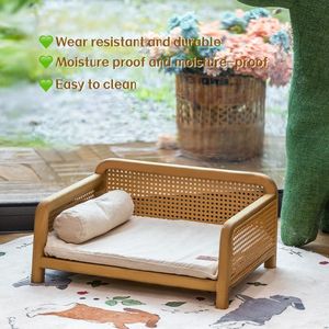 Hot Sale Rectangle Solid Wood Rattan Pet <b>Sofa</b> Bed Eco-Friendly & Waterproof Stain-Resistant Space-Saving for <b>Small</b> Animals - Product Image 5