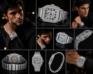 Reloj de Lujo con Diamantes Cuadrados para Hombre, con Esfera Romana Automática, Caja de Oro Blanco, Correa de Moissanita, Estilo Vintage - Product Image 2