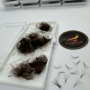 ขนตาปลอมสีน้ำตาลธรรมชาติ ทำด้วยมือ 6D แบบพัดสำเร็จรูป  รับผลิตขนตาปลอม OEM จากโรงงาน - Product Image 5