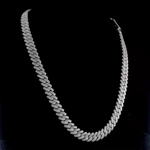 Moissanite Stones Prong Cuban Link Chain Necklace Solid 925 Sterling Silver with Rhodium Finish Passes Diamond Tester - Product Image 5