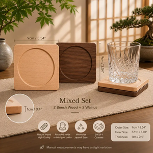 Juego de 4 Posavasos de Madera, Posavasos Cuadrados para Bebidas, Posavasos de Madera Maciza para Proteger la Mesa de Centro - Product Image 5
