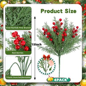 Ghirlande e Corone Natalizie con Fiori Artificiali e Steli di Bacche Rosse - Product Image 2