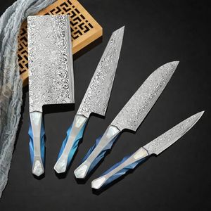 Damasteel Chef Knife Set Titanium Mother-of-Pearl Handle Handmade Kitchen Knives - Product Image 1