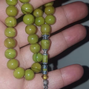 Rosario de Oración Personalizable Hecho a Mano con Resina Ecológica, Cuentas de Ámbar y Turquesa, Tasbih Musulmán - Product Image 1