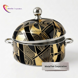 Olla de Acero Inoxidable de Diseño Abstracto de Lujo, Olla para Mantener Alimentos Calientes, Olla de Servicio Aislada para Decoración del Hogar, Hostelería y Catering - Product Image 2