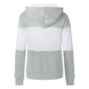 Women's Color Blocked Printed Front Hooded Zip-Up Sleeveless Knitted Cotton Blend Winter Wear - Product Image 2